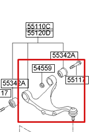 552302P000 Hyundai/Kia brazo suspension trasero superior izquierdo