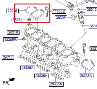 292153CAA0 Hyundai/Kia junta, colector de admisión, superior