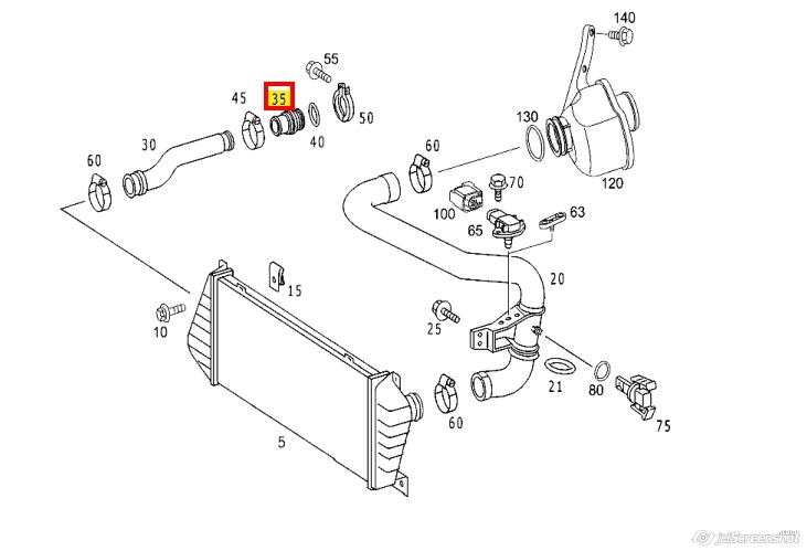 9015280009 Mercedes tubo flexible de aire de sobrealimentación, de turbina