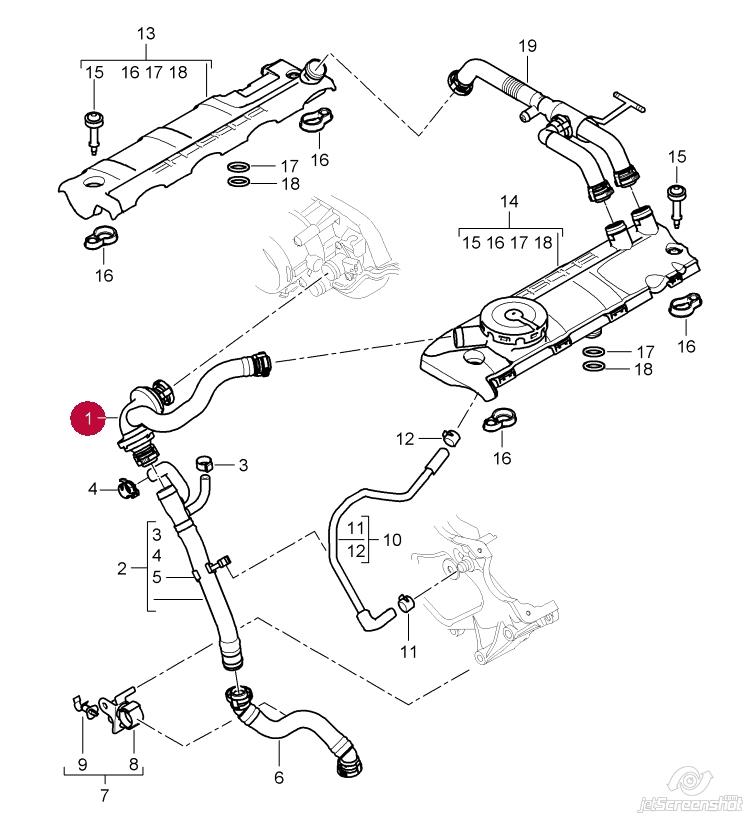 94810724702 Porsche tubo de ventilacion del carter (separador de aceite)