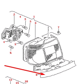 8D0945101GRU VAG protector para foco trasero izquierdo