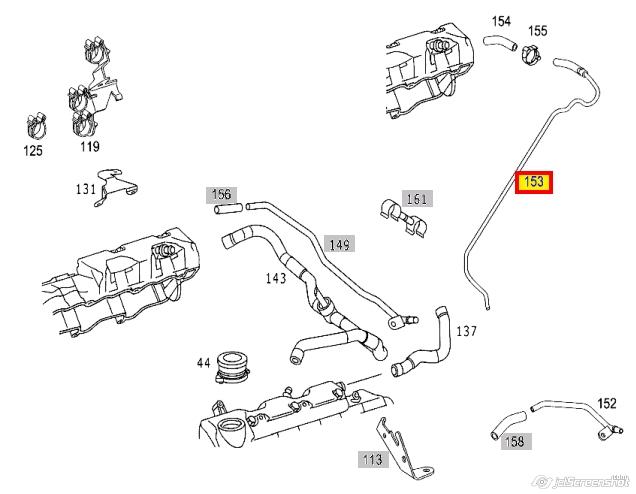 A1130100370 Mercedes tubo de ventilacion del carter (separador de aceite)