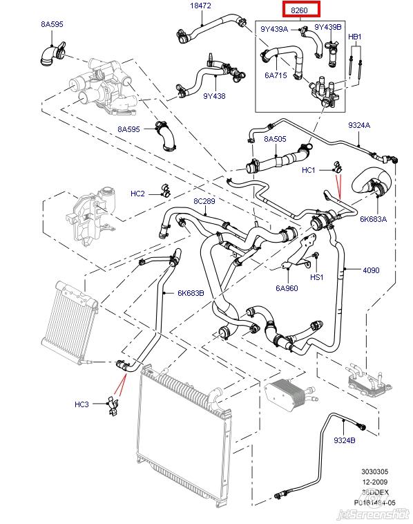 Manguera (conducto) del sistema de refrigeración LR005822 Land Rover