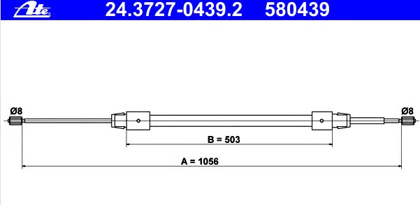 24.3727-0439.2 ATE cable de freno de mano trasero izquierdo