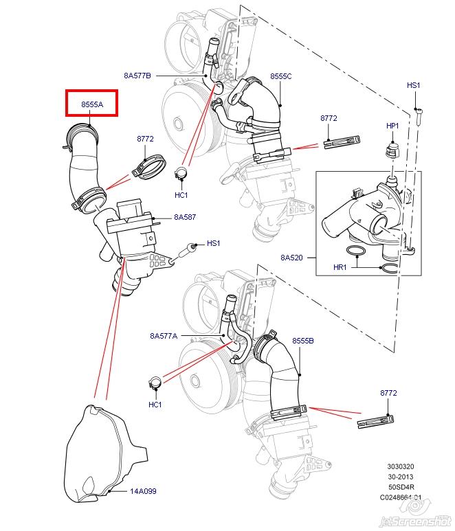 Conducto refrigerante, bomba de agua, de recepción para Land Rover Range Rover (L322)