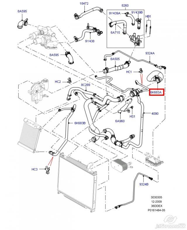 Manguera (conducto) del sistema de refrigeración PCH503200 Land Rover