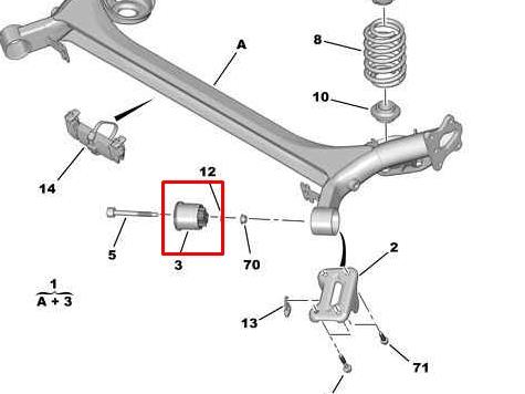 5131G4 Peugeot/Citroen suspensión, cuerpo del eje trasero