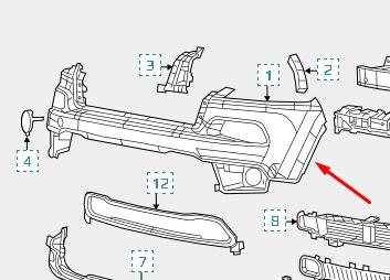 05NJ52TZZAB Chrysler parachoques delantero, parte superior