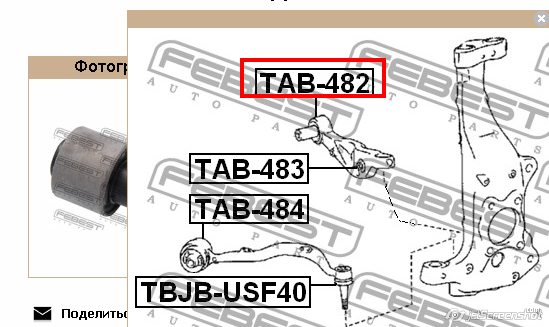 Silentblock de suspensión delantero inferior TAB482 Febest