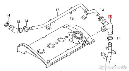 06B103221A VAG tubo de ventilacion del carter (separador de aceite)