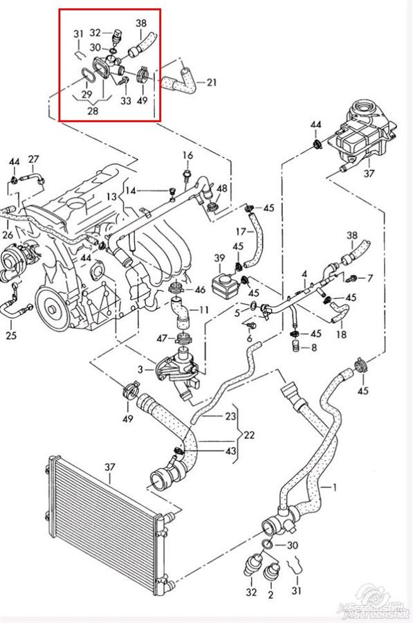 Brida del sistema de refrigeración (triple unión) 06B121132E VAG