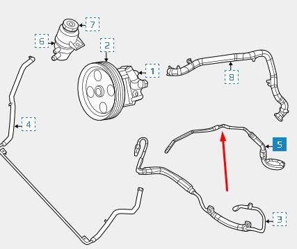 5151722AE Chrysler manguera hidráulica, dirección, de mecanismo dirección a depósito