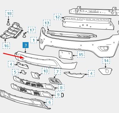 Parachoques delantero, parte inferior K68143076AC Fiat/Alfa/Lancia