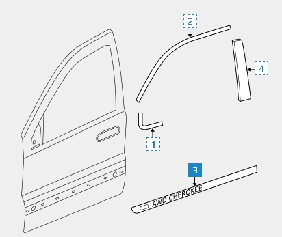 Moldura de la puerta delantera izquierda 55079307AE Chrysler