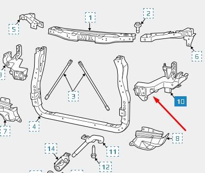 Soporte de radiador izquierdo (panel de montaje para foco) K68223399AA Fiat/Alfa/Lancia