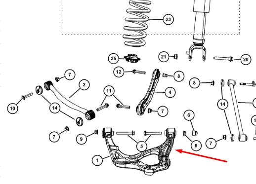 52124810AE Chrysler brazo suspension (control trasero inferior derecho)