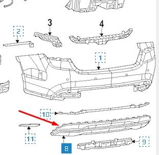 Listón embellecedor/protector, parachoques trasero K68103925AD Fiat/Alfa/Lancia