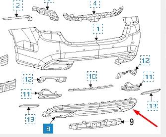 68203103AB Chrysler listón embellecedor/protector, parachoques trasero