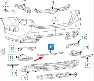 Moldura de parachoques trasero K68175229AC Fiat/Alfa/Lancia