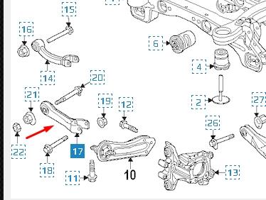 05090120AB Chrysler barra transversal de suspensión trasera