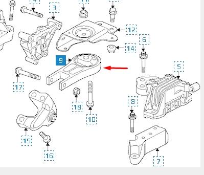 Soporte de motor trasero K68172350AD Fiat/Alfa/Lancia