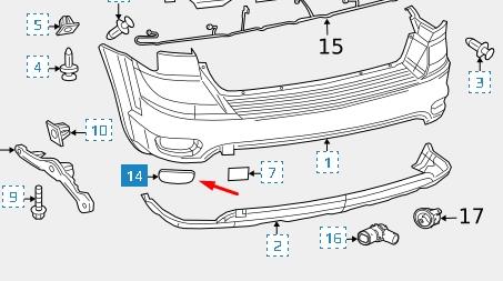 57010721AC Chrysler reflector, parachoques trasero, izquierdo