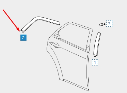 57010507AI Chrysler moldura de puerta trasera izquierda superior