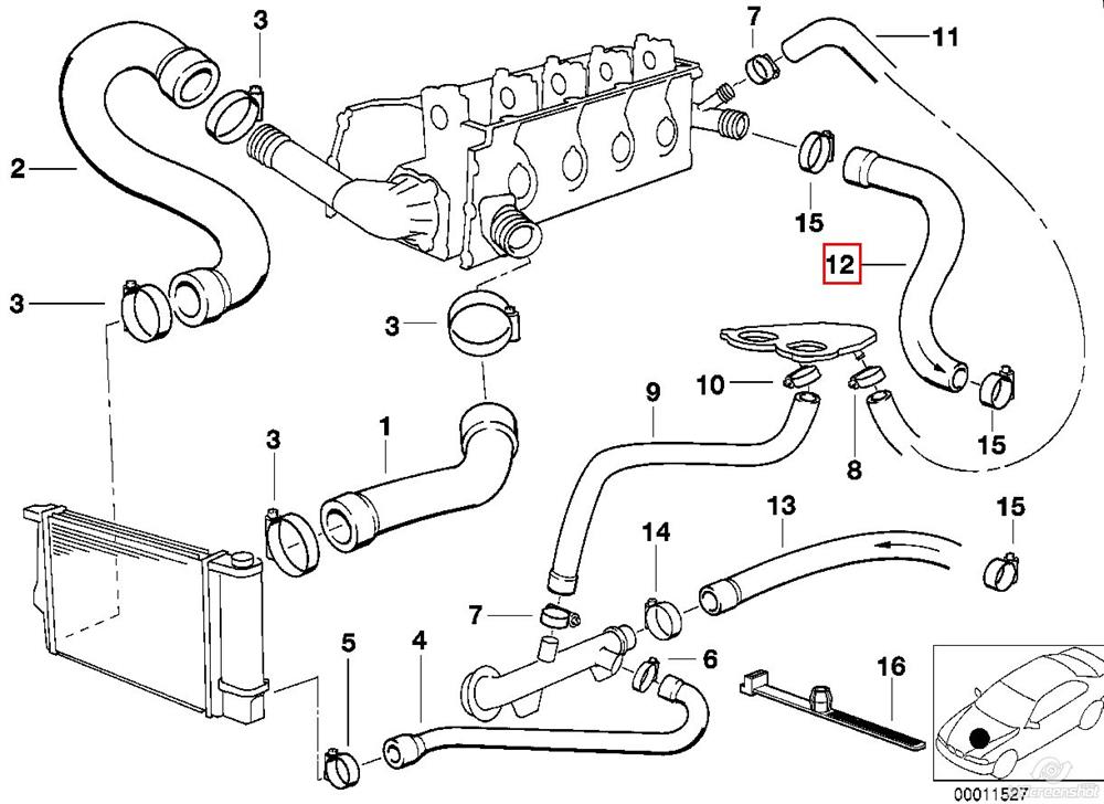 Manguera (conducto) del sistema de refrigeración 64211387008 BMW