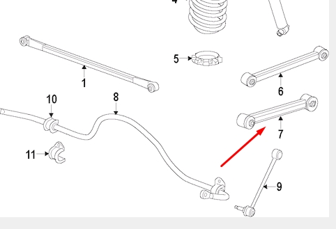 52855801AF Chrysler palanca de soporte suspension trasera longitudinal inferior izquierda/derecha