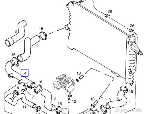 Manguera (conducto) del sistema de refrigeración Opel Kadett 35, 36, 45, 46