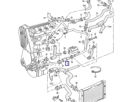 Manguera (conducto) del sistema de refrigeración Seat Toledo 1 1L