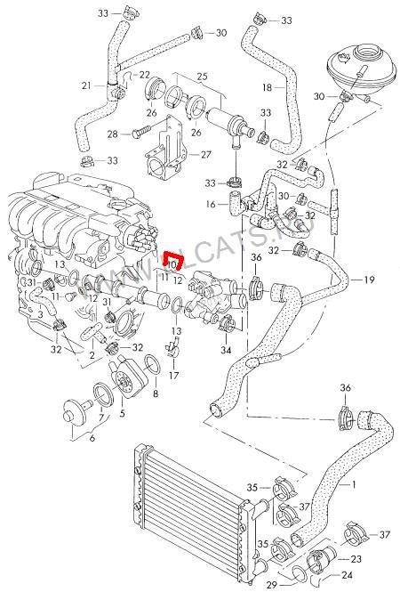 V10-2765 VEMO/Vaico tubo de refrigeración, termostato