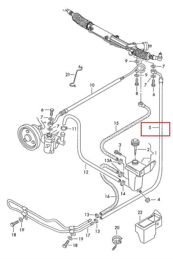 Manguera hidráulica, dirección, de mecanismo dirección a radiador 8D1422891G VAG/Audi
