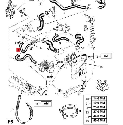 90530798 Opel Manguera de refrigeración
