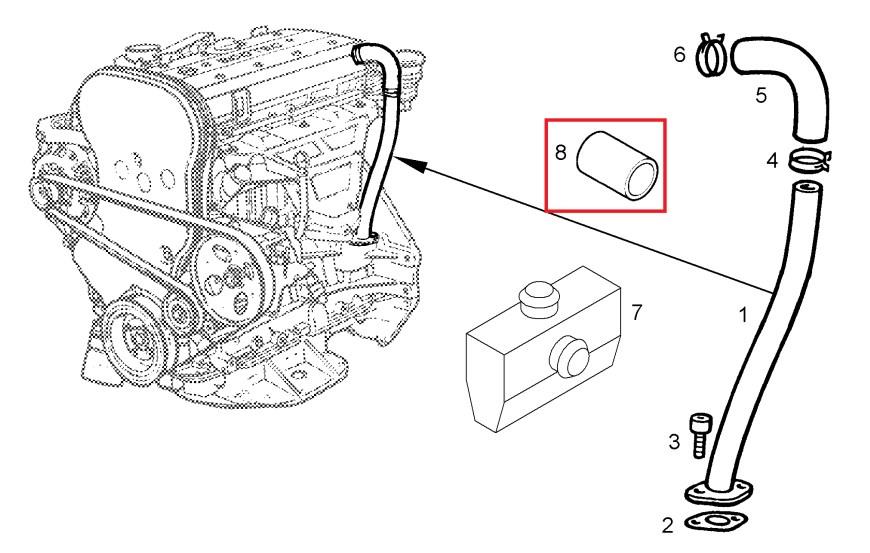 0656067 Opel tubo de ventilacion del carter (separador de aceite)