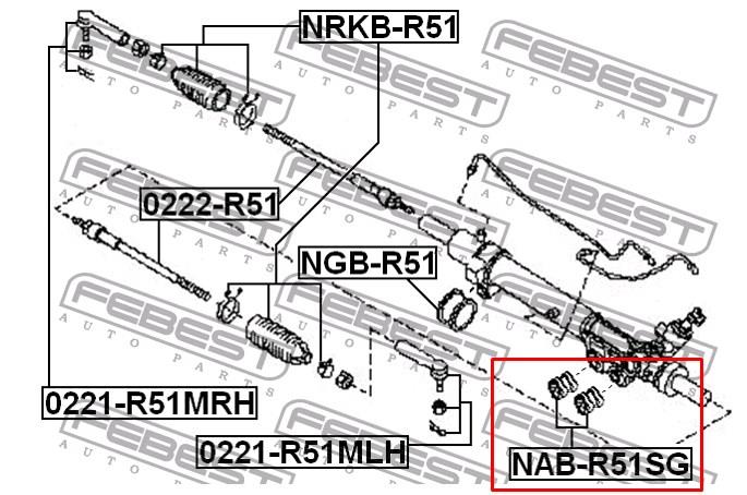 Silentblock de montaje del caja De Direccion para Nissan Navara (D40M)
