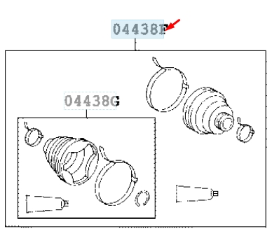 0443805080 Toyota fuelle, árbol de transmisión delantero exterior