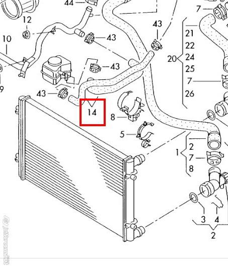 Manguera (conducto) del sistema de refrigeración 1J0121086B VAG