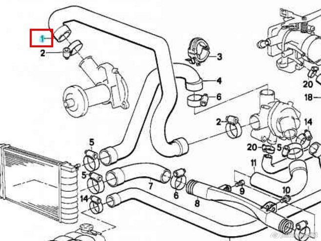 1287651 BMW conducto refrigerante, bomba de agua, de tubo de agua a refrigerador aceite