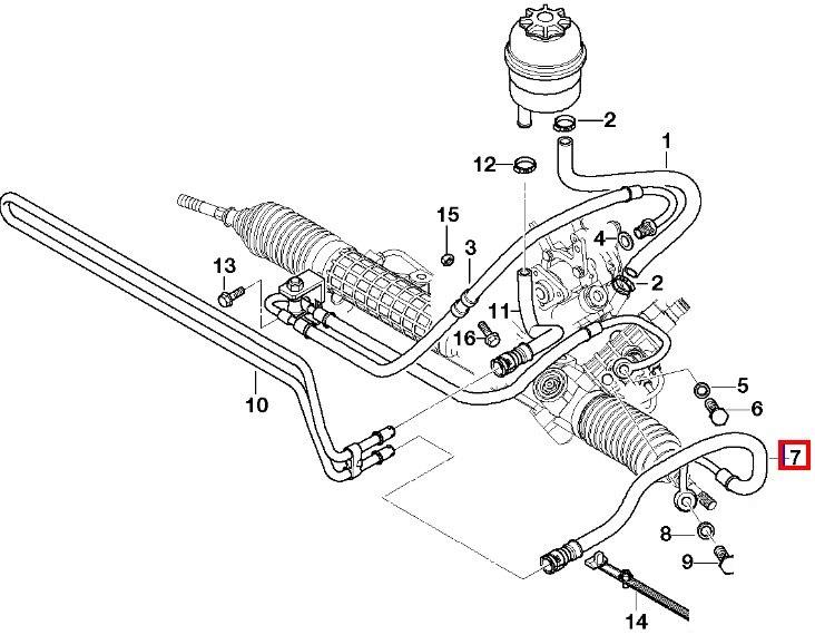 Manguera hidráulica, dirección, de mecanismo dirección a radiador 32411096494 BMW