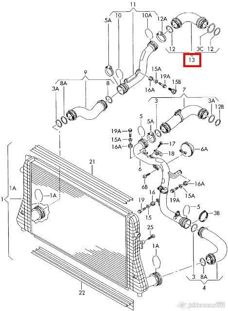 1117703000 JP Group tubo flexible de aire de sobrealimentación superior derecho