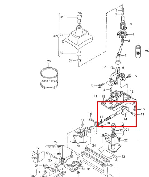 1J0711155B VAG Barra de selección de la transmisión automática/manual