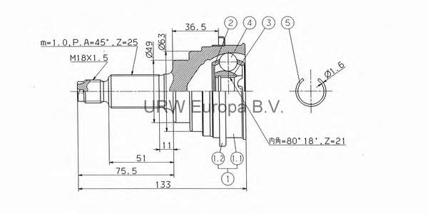 Junta homocinética exterior delantera izquierda GI839 Japan Parts