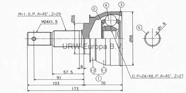 Junta homocinética exterior delantera NI027 HDK