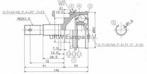 Junta homocinética exterior delantera 4341010200 Toyota