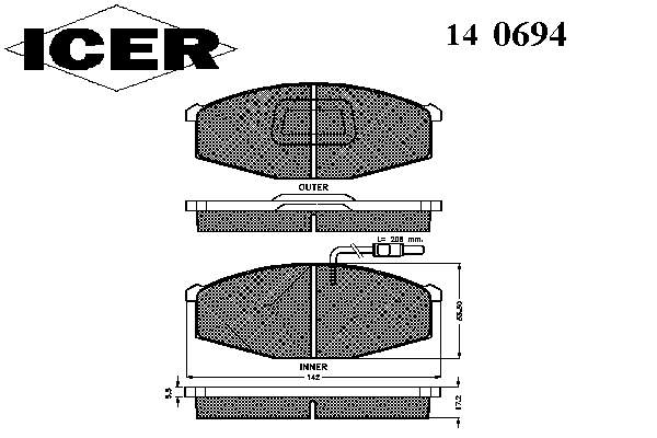 Pastillas de freno delanteras 140694 Icer