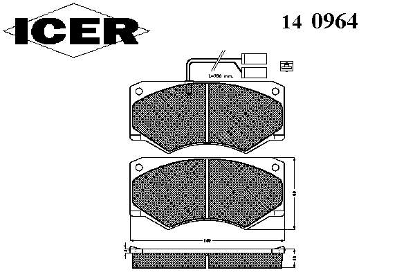 Pastillas de freno delanteras 140964 Icer