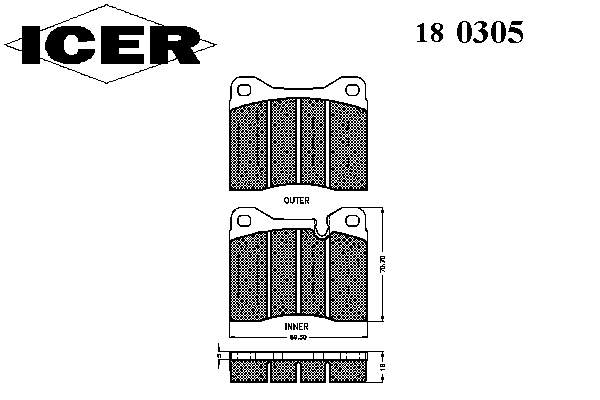 Pastillas de freno delanteras 180305 Icer