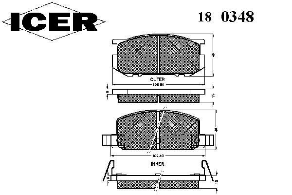 180348 Icer pastillas de freno delanteras