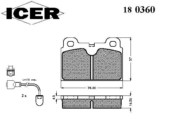 Pastillas de freno delanteras 180360 Icer